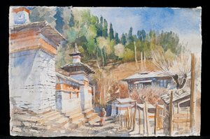 Ogyen Chholing Gebedsmuur, Bhutan, 2013